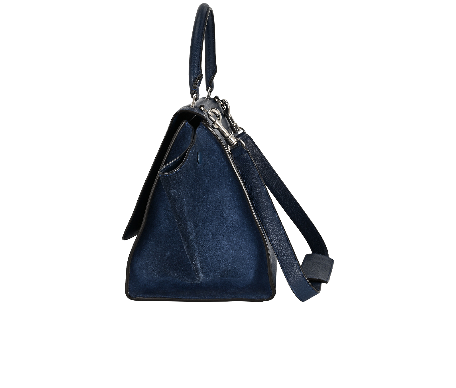 Trapeze, &pound;450, Handbags, Blue/Navy, Leather/Suede, Bottom view